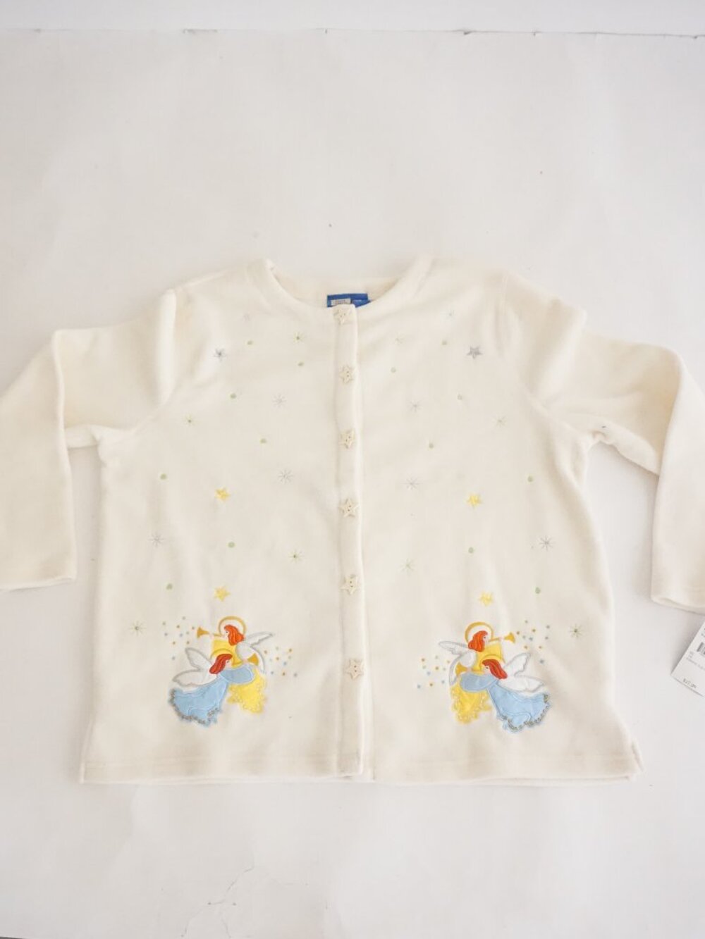 Vintage Falls Creek Cream Angels Stars Snowflakes Ugly Christmas Cardigan 1X